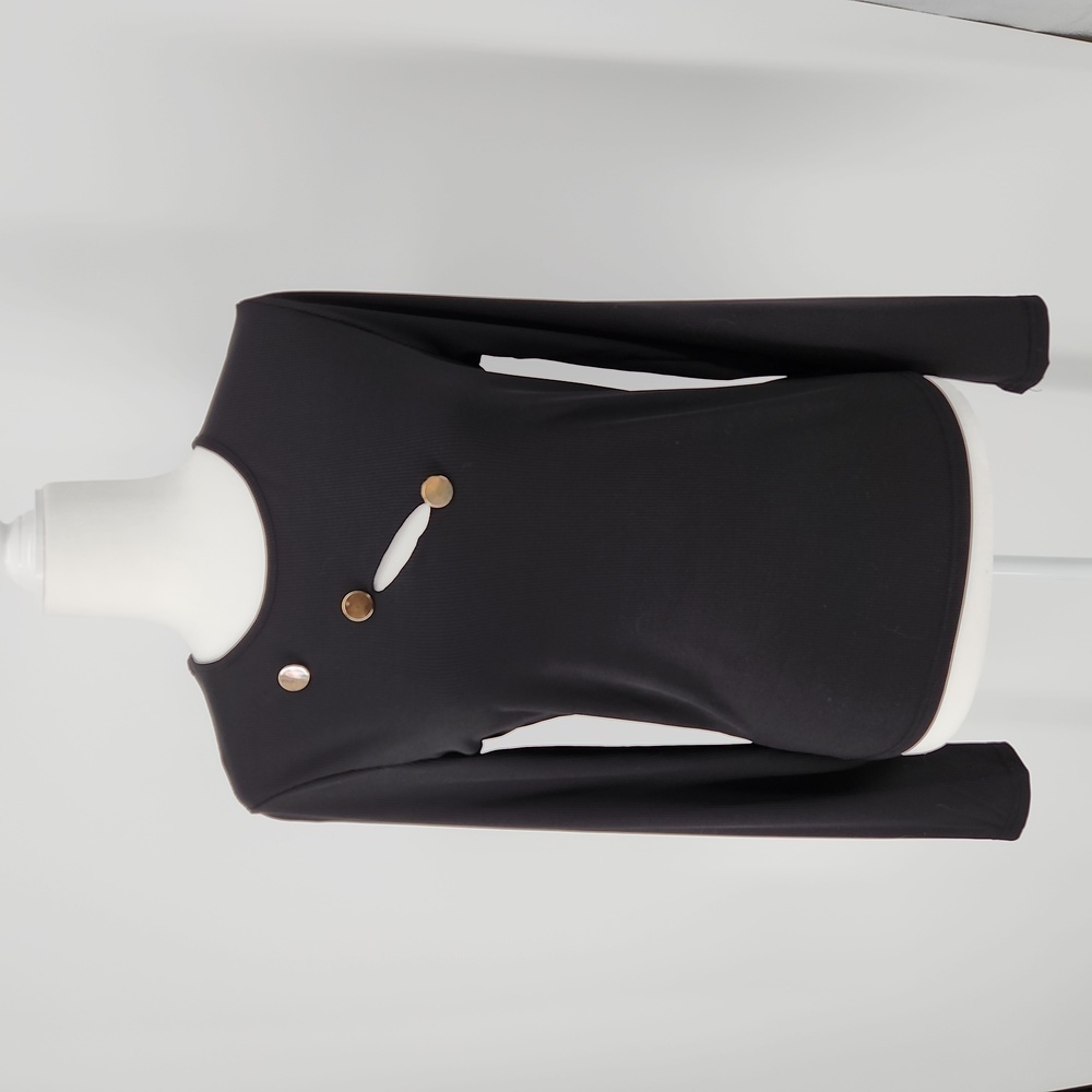 Women Black Ribbed Long Sleeve Top CBR